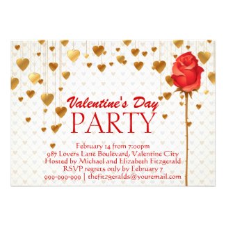 Golden Love Hearts and Rose Valentines Party