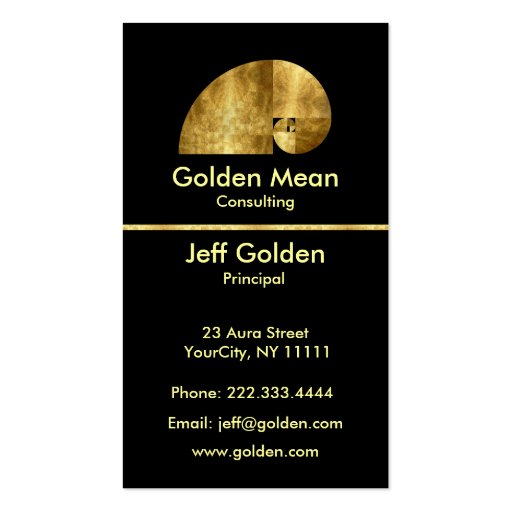 Golden Mean Business Card (front side)