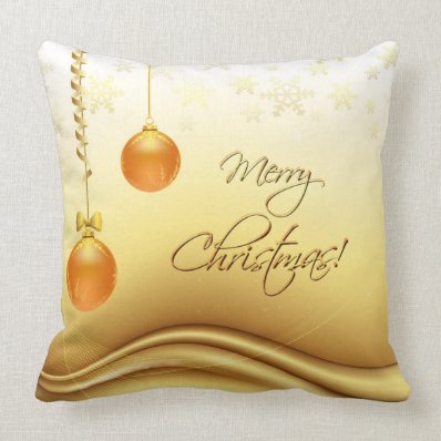 Golden Merry Christmas Throw Pillow