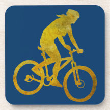 Golden Mountain Biker Beverage Coaster