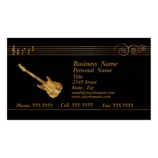 Golden Music Business Card (multiple) (front side)