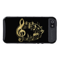 Golden Musical Notes in Oval Shape Case For iPhone 5