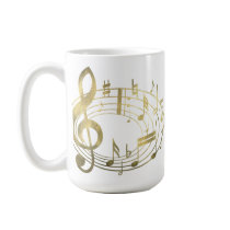 Golden musical notes in oval shape coffee mugs