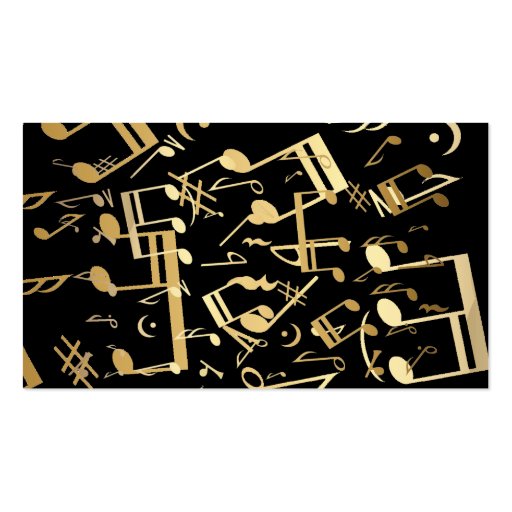 Golden musical notes on Black background Business Card Templates (back side)