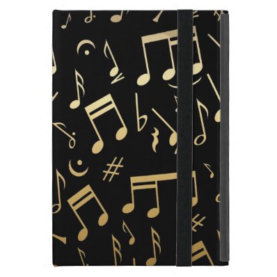 Golden Musical Notes on Black Background iPad Mini Cases