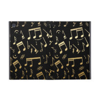 Golden Musical Notes on Black Background iPad Mini Cases