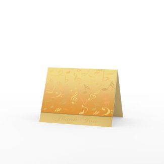 Golden Musical Notes Thank You Card card