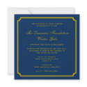 Golden navy square frame corporate holiday formal invitation