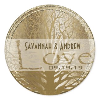 golden tree oakl seal stickers gold wedding rehearsal oak dinner samack