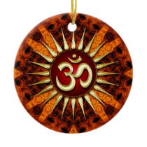 Golden OM Organic Good Energy Ceramic Ornament