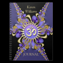 Golden Om Purple Fractal Lace Elegant Notebook notebooks