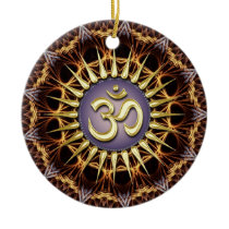 Golden OM Tapestry Weave Ceramic Ornament