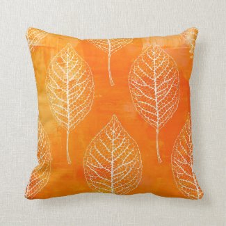 Golden Orange Leaf Pattern Pillow