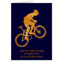 Golden Orange Mountain Biker Greeting Cards