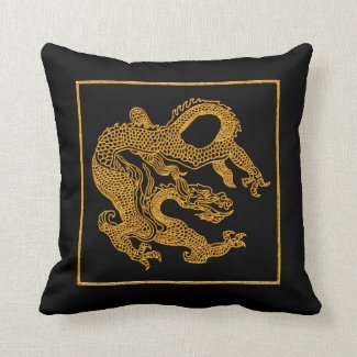 Golden oriental dragon 01 throw pillows