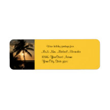 Golden Palm Tree Sunset Holiday Custom Return Address Label
