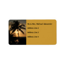 Golden Palm Tree Sunset Personalized Address Label