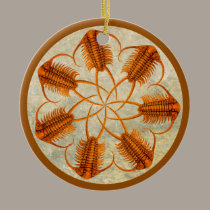 Golden Paraceraurus fossil trilobite wheel ornaments