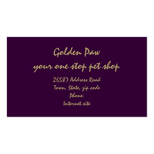 golden paw business card template (back side)