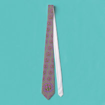 Golden Peace Sign Flower tie ties
