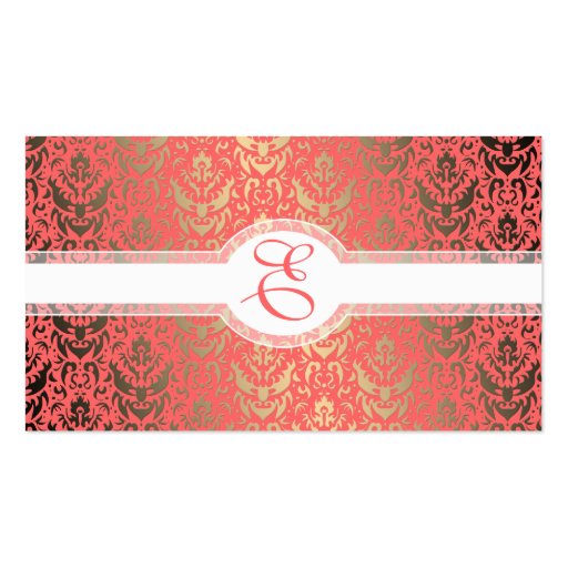 Golden Peach Shimmer Damask Elegant Woman's Business Card Templates (back side)