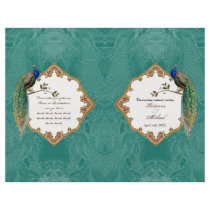 Golden Peacock & Calligraphy Swirl Wedding Program Flyer