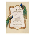 Golden Peacock & Calligraphy Swirls Invitation