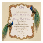 Golden Peacock & Calligraphy Swirls Invitation