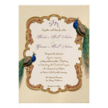 Golden Peacock & Calligraphy Swirls Invitation