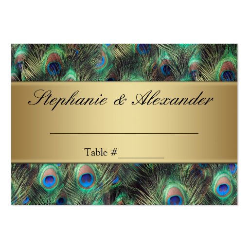 Golden Peacock Feather Table Place Name Cards Business Card Templates