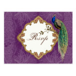 Golden Peacock & Swirls - RSVP Response Postcard