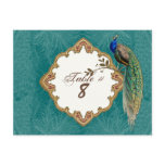Golden Peacock & Swirls - Table Number Cards Postcard