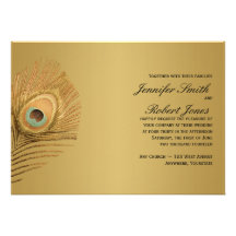 Golden Peacock Wedding Invitation