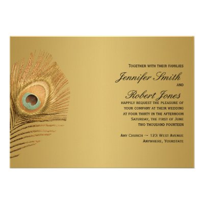 Golden Peacock Wedding Invitation