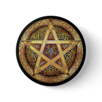 Golden Pentacle Round Button