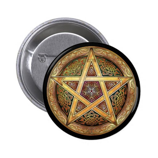 Golden Pentacle Round Button