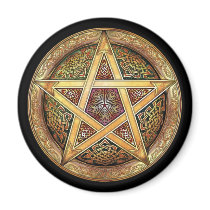 Golden Pentacle Round Magnet