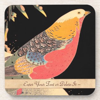 Golden Pheasant in the Snow Itô Jakuchû bird art Beverage Coasters