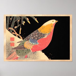 Golden Pheasant in the Snow Itô Jakuchû bird art Poster