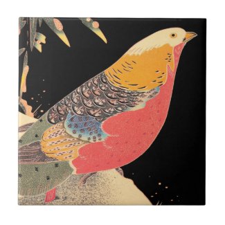 Golden Pheasant in the Snow Itô Jakuchû bird art Tile