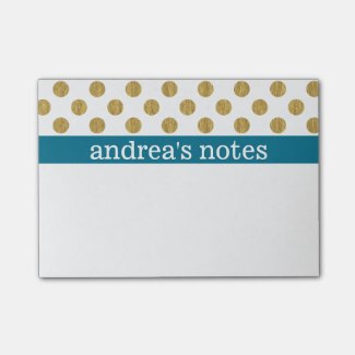 Golden Polka Dots - Personalize Post-it® Notes