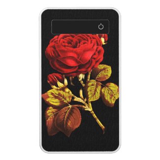 Golden Red Painted Rose Power Bank