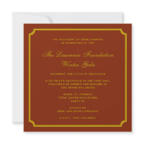Golden red square frame corporate holiday formal invitations