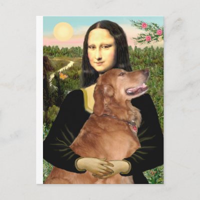 Golden Retriever 3 - Mona Lisa Post Card