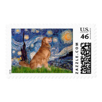 Golden Retriever 3 - Starry Night Postage Stamp