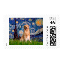 Golden Retriever 8 - Starry Night Postage Stamp