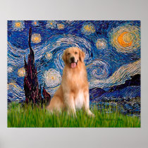 Golden Retriever 8 - Starry Night Poster