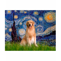Golden Retriever 8 - Starry Night t-shirts