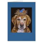 golden retriever and bluebird card