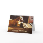 Golden Retriever and Cat Christmas Card